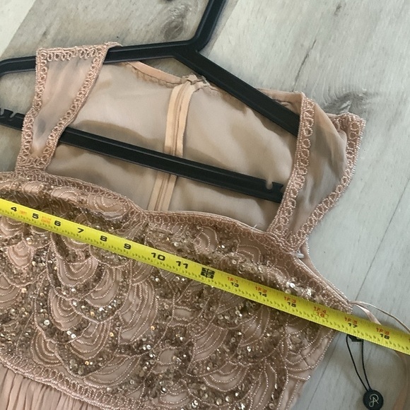 Adrianna Papell Rose champagne Beaded‎ Bodice Dress sz 4 wedding chiffon prom - Picture 16 of 16